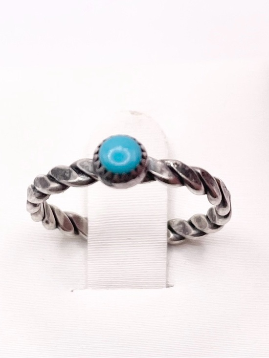 925 Sterling Silver Jewelry - Size 5 Turquoise 925 Sterling Silver Twisted Band Ring